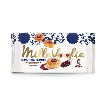 Cepumi ar melno kiršu pildījumu MATILDE VICENZI MilleVoglie Amarena Fabbri, 90g